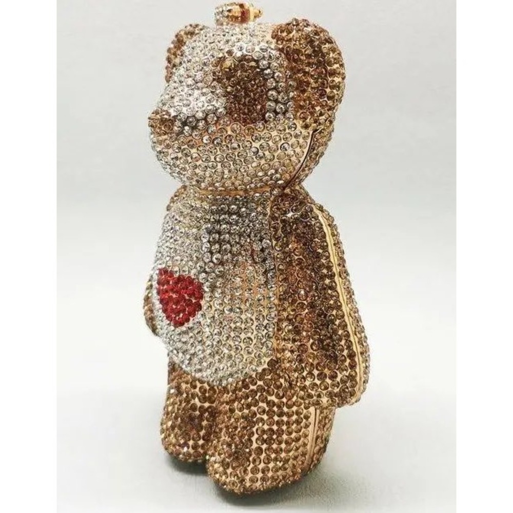 Panda Teddy Bear NEW Rhinestone Crystal Clutch Bag Purse Minaudiere Whimsy Bling - Picture 2 of 15